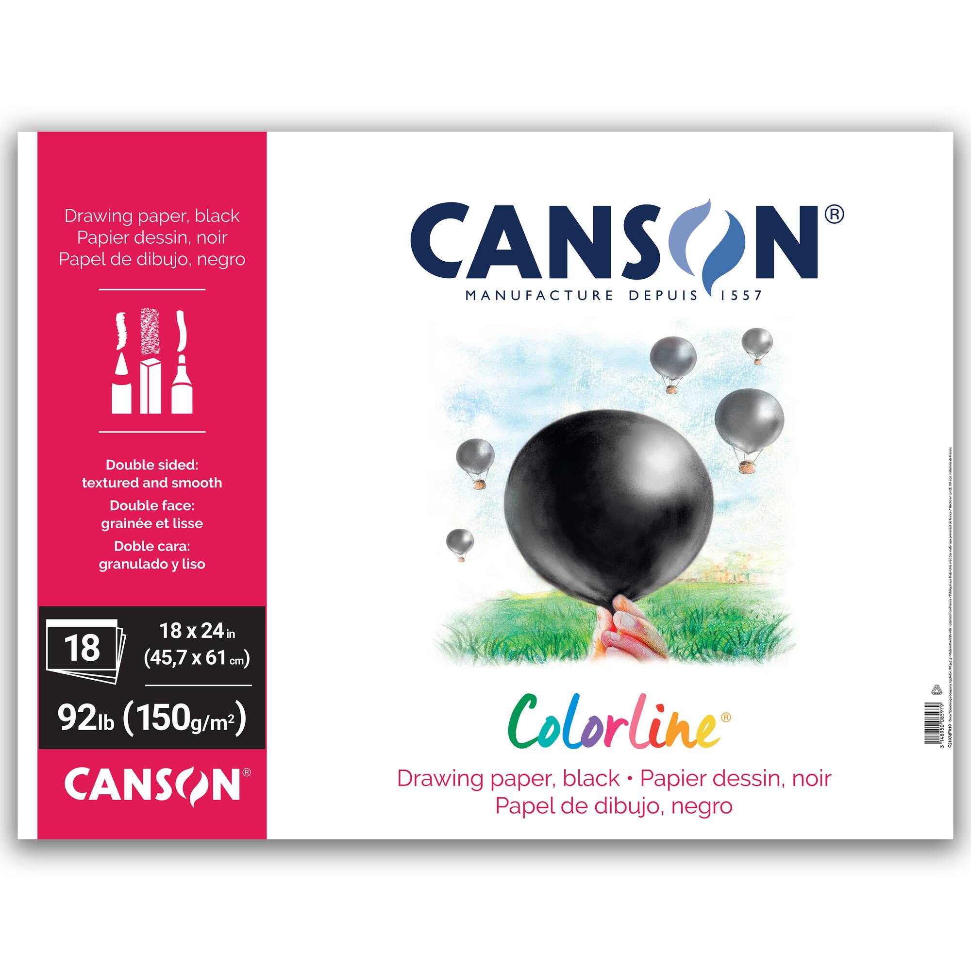 Canson® Colorline® Black Drawing Paper Pad, 18" x 24"